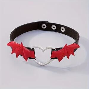 Wicked Silk Emo, Punk, Cute Anime Cosplay Heart Devil Wings Choker Black/Red